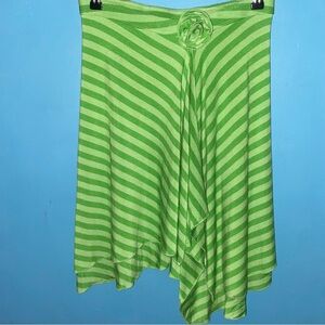 Vintage Carrie Bradshaw inspired Green Striped Layered Women's Skirt